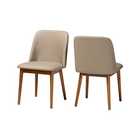 Baxton Studio Mid-Century inWalnutin Light Brown/Beige Faux Leather Dining Chair 115-6135